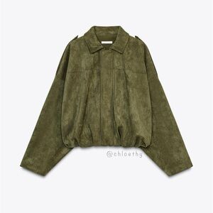 Zara SUEDE EFFECT BOMBER JACKET